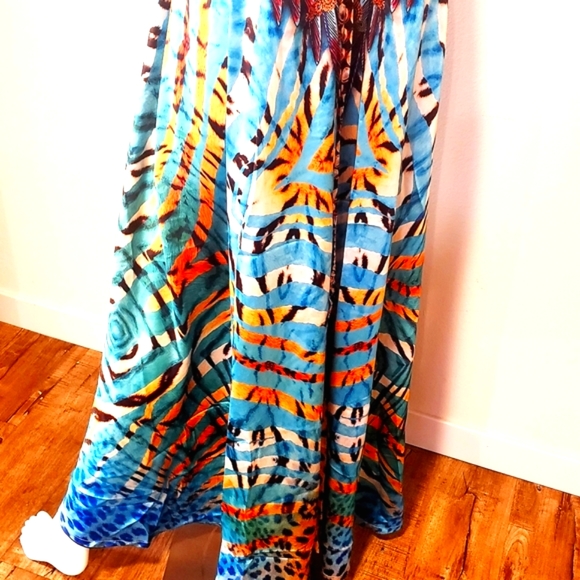 JSquad by MANISH VAID-Silky Poly Emb. Hi-Lo Flowy Dress-OS - Picture 9 of 10